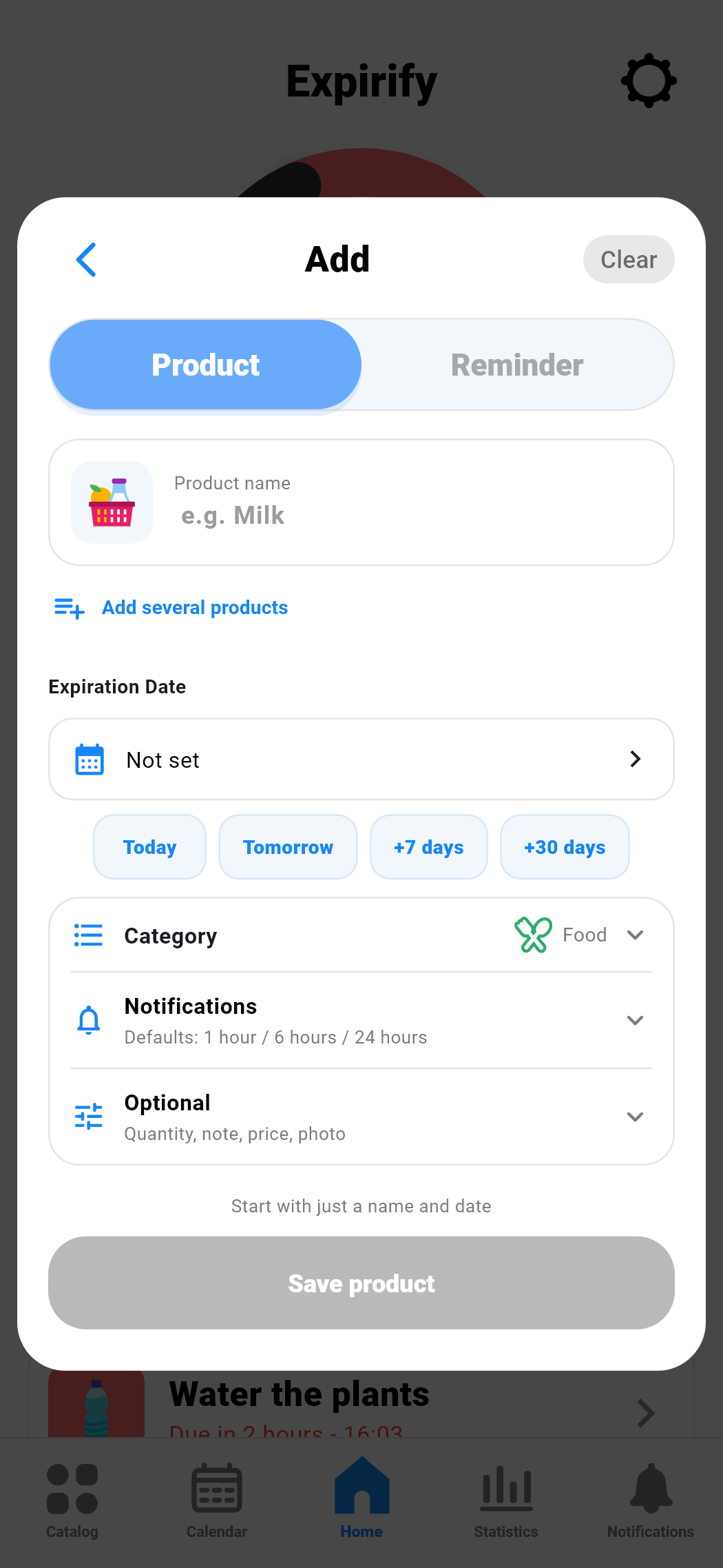 Adding products in Expirify