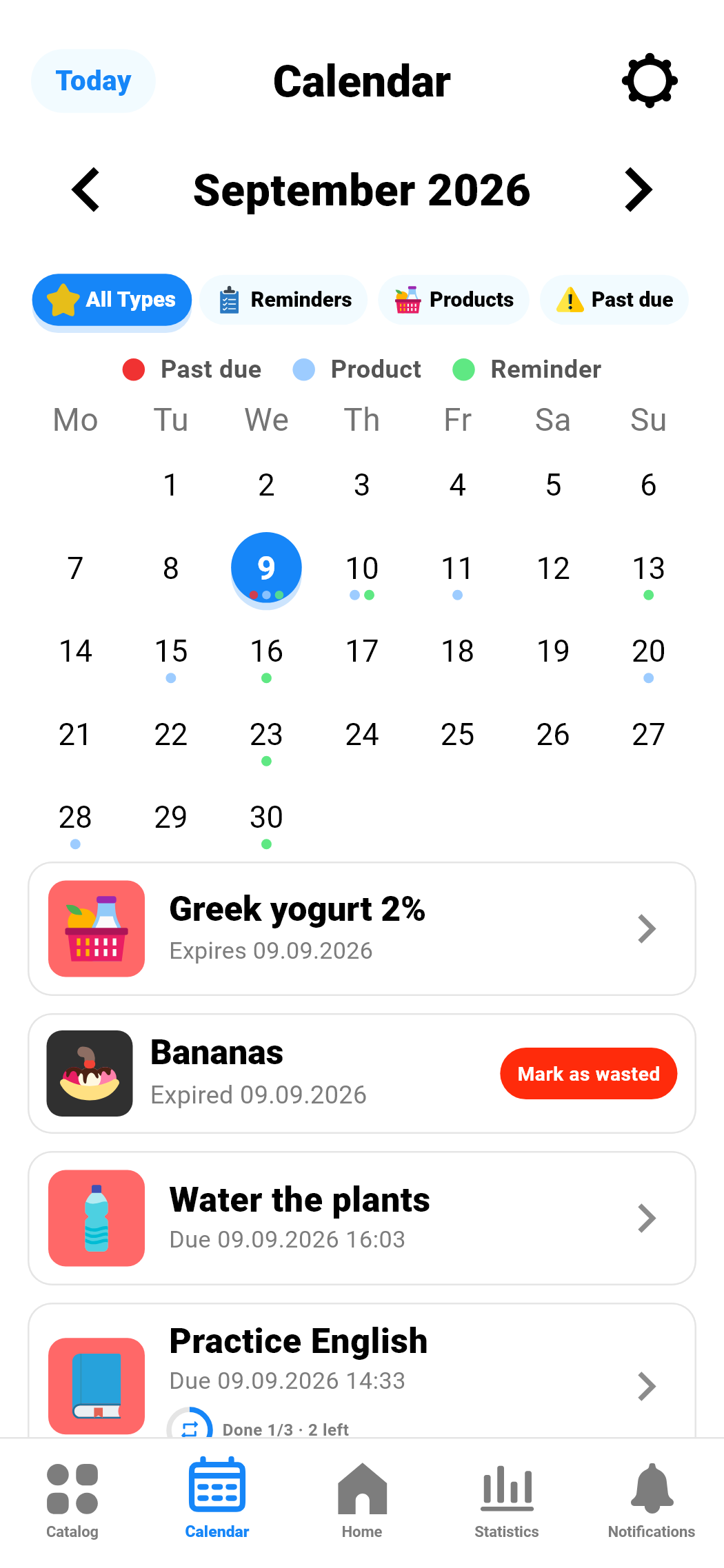 Expirify calendar