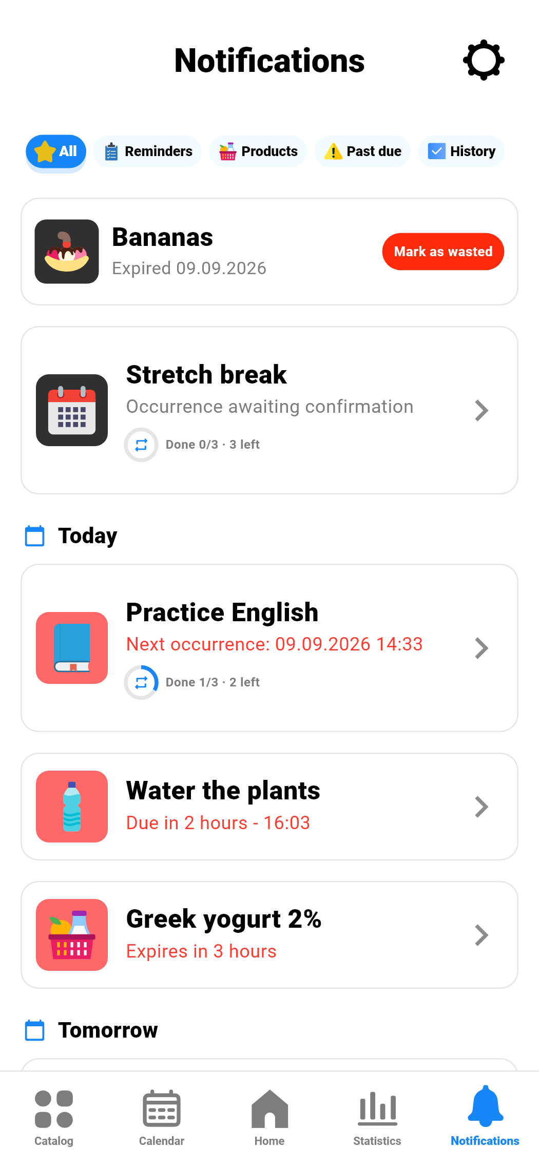 Expirify notification center